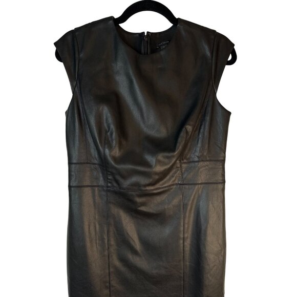 Ann Taylor Size 8  Faux Leather Dress Black - Picture 5 of 14